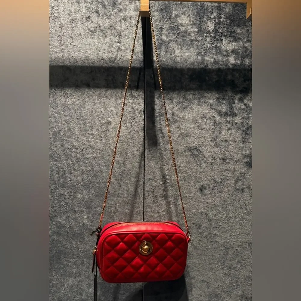 Versace Red Medusa Quilted Leather Crossbody Camera Bag/belt bag